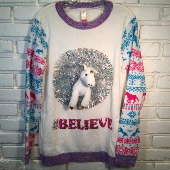 Ugly Christmas Sweater Unicorn themed juniors XXL - Picture 1 of 6